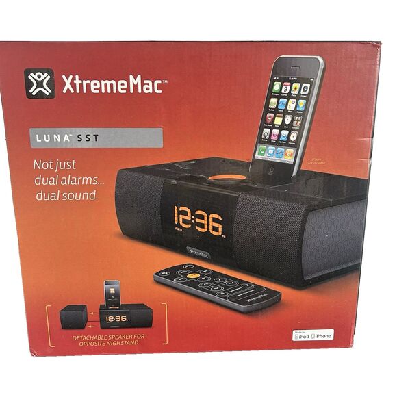 XtremeMac Luna SST IPU-LSS-11 Dual Alarm Clock 30-PIN Dock Compatible w/Apple - Picture 8 of 10